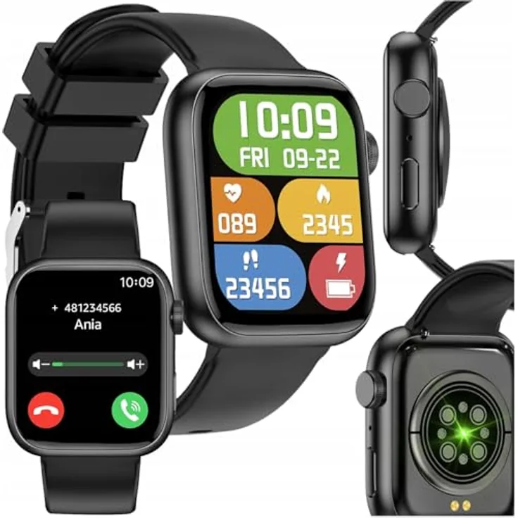 FOREVER Smartwatch IGo Watch 3 Schwarz – 1.83 Zoll Fitness Tracker mit Telefonfunktion und Gesundheitsmanagement, IP67 Wasserdicht