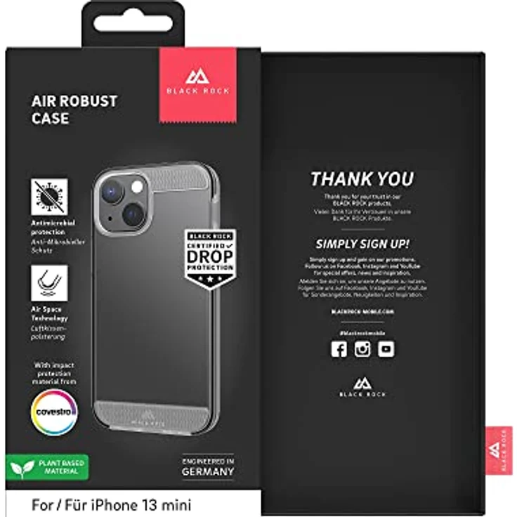 Black Rock - Hülle Air Robust Case Passend für Apple iPhone 13 Mini I Handyhülle, Dünn (Transparent) – Bild 3