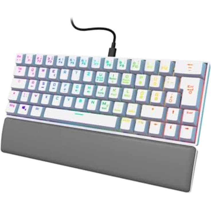 uRage Gaming-Keyboard Exodus 760 Mechanical Mini, Tastatur mit Abnehmbarer Handballenauflage, Full-RGB-Beleuchtung, Gaming-Software, kompaktes Format, Outemu Red Switches, QWERTZ-Layout, in weiß – Bild 3