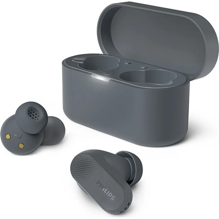 Philips TAT3509GY grau In-Ear Kopfhörer mit Ladecase im Taschenformat und Noise Cancelling – Bild 1