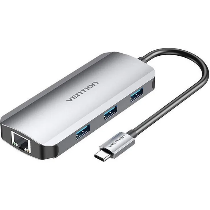 Vention USB-C auf HDMI Dockingstation TOHHB - 3x USB 3.0 - PD 0,15m (grau) - 4K Video, 100W Power Delivery