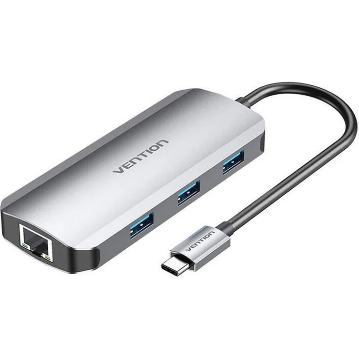 Vention USB-C auf HDMI Dockingstation TOHHB - 3x USB 3.0 - PD 0,15m (grau) - 4K Video, 100W Power Delivery