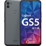 Gigaset GS5 6/128 Smartphone - 64MP Kamerasystem - 4500mAh Wechsel-Akku - 6,3" Full HD+ V-Notch Display - gehärtete Glasrückseite - kabelloses Laden - 128GB + 6GB RAM - Android 12, grau - Preisvergleich