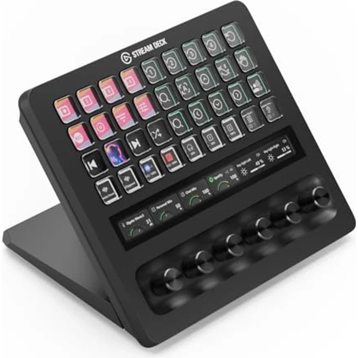 Elgato Stream Deck + XL, Anpassbare Steuerungsplattform mit 36 Macro-Tasten, 6 Multifunktionsringen und Touch-Strip für PC und Mac, USB-C – Bild 1