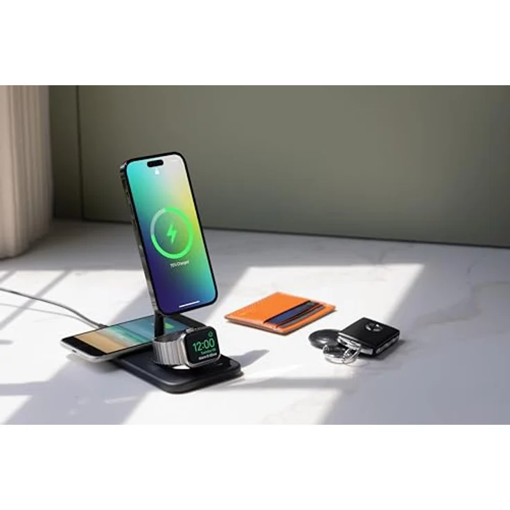 Twelve South HiRise 3 Deluxe induktive Ladestation Bis zu 3 Geräte gleichzeitig Laden, mit Schnellladefunktion Schwarz – Bild 5