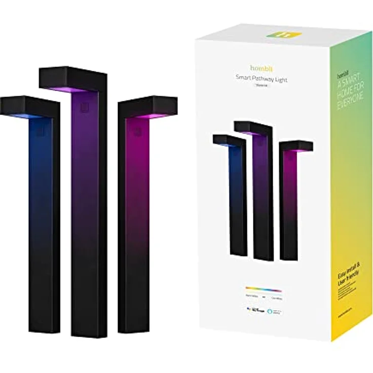 Hombli Smart-Wegebeleuchtung-Starterset mit 16 Millionen Farben, Schwarz, Sprachsteuerung, Timer-Funktion, IP65 – Bild 1
