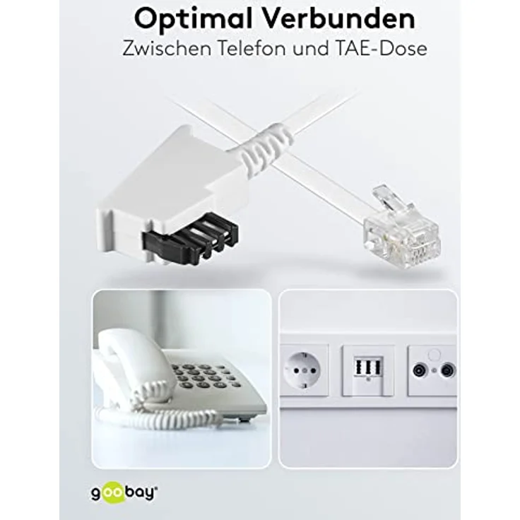 TAE Anschluss-Kabel (TAE-F Stecker auf Westernstecker), weiß, 6m – Bild 6