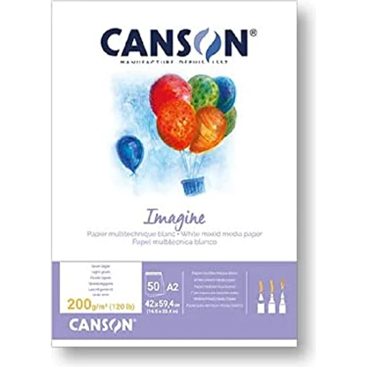 Canson Imagine Mix-Media Papier, A2, rein weiß, 200g/m², 50 Blatt – Bild 1