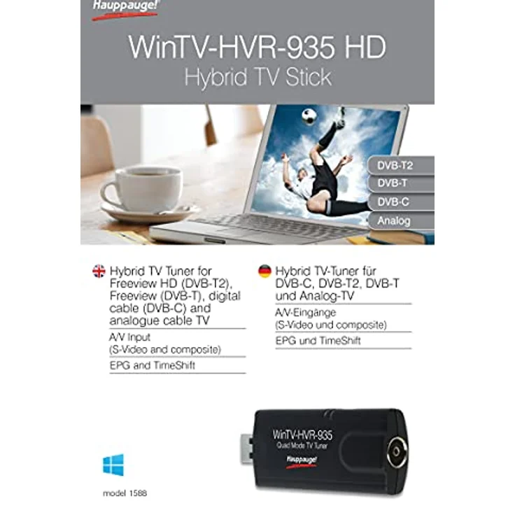 Hauppauge WinTV-HVR-935HD 01588 - USB Hybrid TV-Tuner - digitales Fernsehen DVB-T2 HD, DVB-C HD, DVB-T, Analog-TV für Laptop oder PC – Bild 3