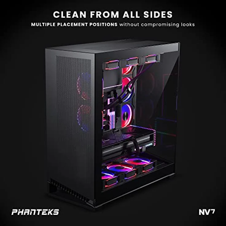 Phanteks NV-Serie NV7 E-ATX-Gehäuse, gehärtetes Glas, D-RGB - schwarz – Bild 4