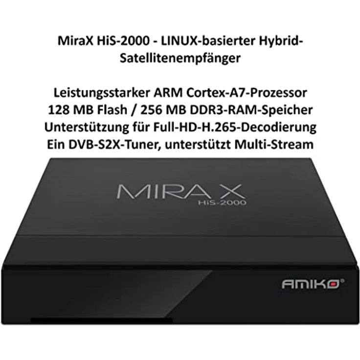 M@TEC Amiko Mira X HiS-2000 DVB-S2X HEVC Sat Receiver, 2x USB 2.0, 100Mbps Ethernet, HDMI, Multi Stream – Bild 3