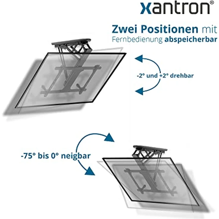Xantron DEHA-600E elektrische TV Deckenhalterung neigbar klappbar für 32-70 Zoll, VESA bis 600x400 mm, bis 35 kg, schwarz – Bild 3