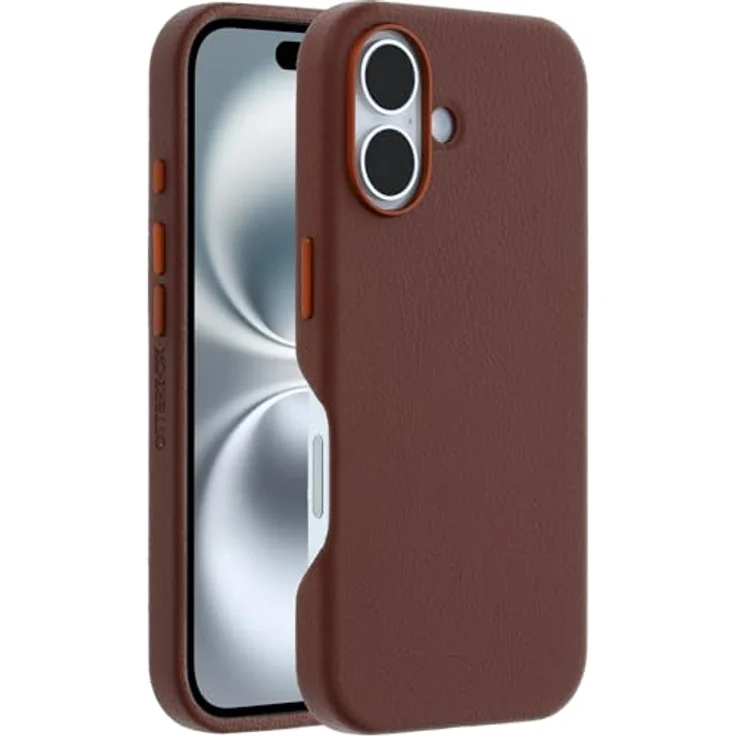 OtterBox Symmetry Series Cactus Leather MagSafe Hülle für iPhone 16, stoffest, sturzsicher, Braun – Bild 1