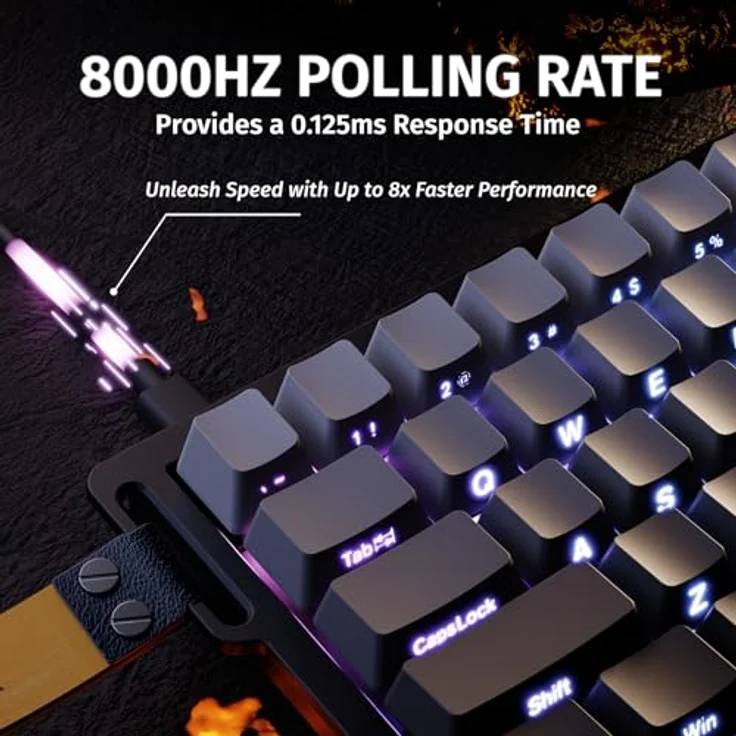 ATTACK SHARK X68 HE, 8000Hz Rapid Trigger-Tastatur mit 0,01mm RT-Genauigkeit, RGB, 60% Layout, Magnetic Switches, einstellbare Betätigung, Mondnacht – Bild 3