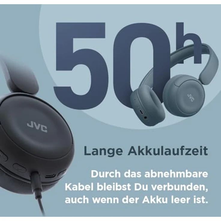 JVC HA-S59W-A, Wireless Kopfhörer mit 50 Std. Akku, faltbarem Design, Bluetooth® 5.3, Multipoint, App-EQ & Mikrofon – Retro Blau – Bild 5