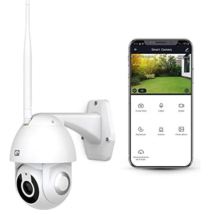 Garza Smart – 360° Außenkamera WiFi, 1080P HD, Nachtsicht, IP65 wasserdicht, Zwei-Wege-Audio, 64 GB MicroSD-Slot