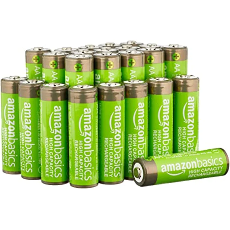 Amazon Basics AA-Batterien mit hoher Kapazität, wiederaufladbar, 2400 mAh, vorgeladen, 24 Stück – Bild 1
