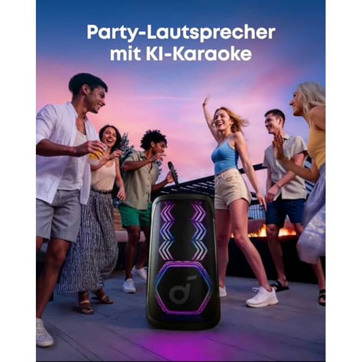 soundcore Rave 3S Partybox, Bluetooth Lautsprecher mit 200W Sound, KI-Karaoke, 2 kabellose Mikros, Lichtshow, 12h Spielzeit für innen & außen – Bild 2