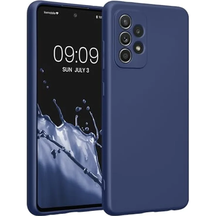 kwmobile Handyhülle für Samsung Galaxy A52 / A52 5G / A52s 5G - weiche Silikonhülle mit metallischem Effekt in Metallic Blau - strapazierfähig, rutschfest und passgenau – Bild 1