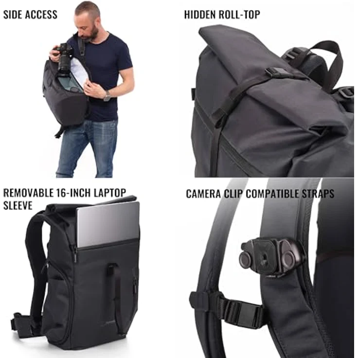 Shimoda Strada Laterale 22, Fotorucksack für Kameras, 22 l, wasserabweisend, Schwarz – Bild 3