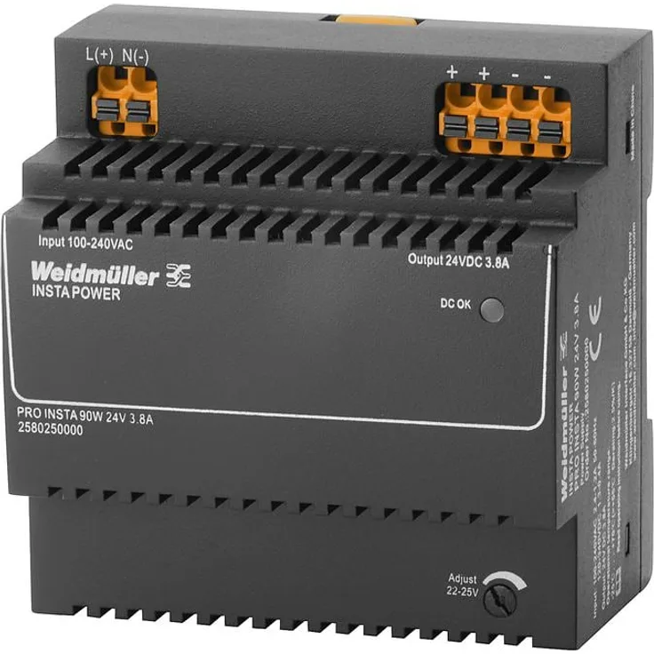 Weidmüller PRO INSTA 90W 24V 3.8A Schaltnetzgerät 24 V/DC 3.8 A 90 W (90 W), PC Netzteil