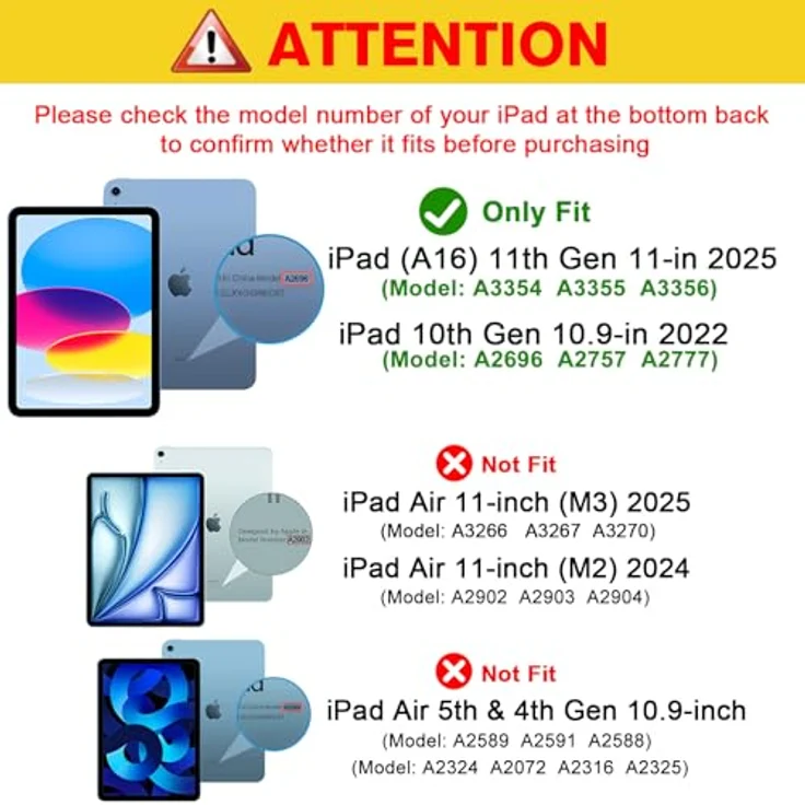 ProCase Hülle für iPad A16 11. & 10. Generation (2025/2022) – Leichte & Dünne Schutzhülle mit Stifthalter und Smart Cover – Schwarz – Bild 2