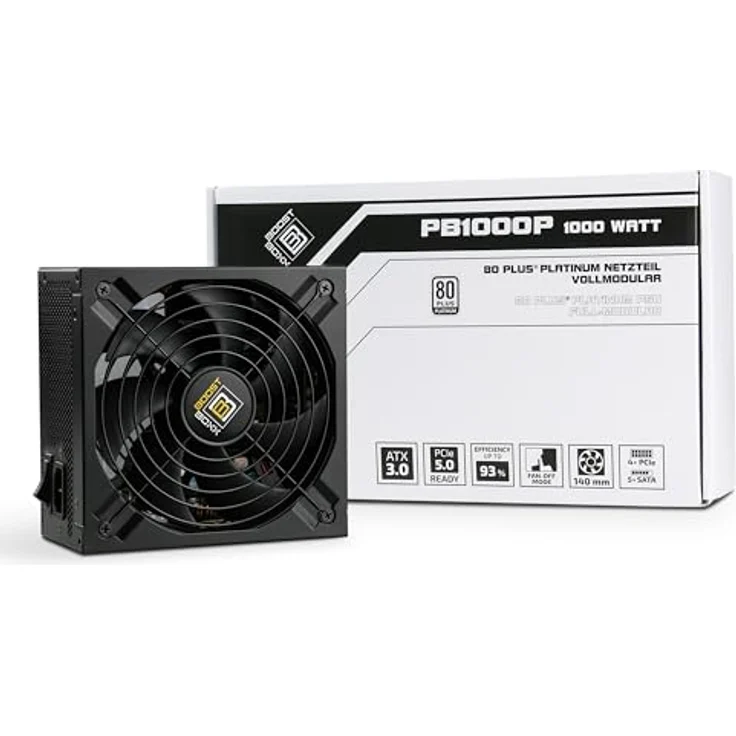 BoostBoxx Netzteil PB1000P | 80PLUS Platinum, 1000 Watt, vollmodular, gesleevte Kabel, Schutzfunktionen (OCP, OVP, SCP, OPP, OTP, UVP), ATX3.1 12V, 100-240V, Power Boost – Bild 5