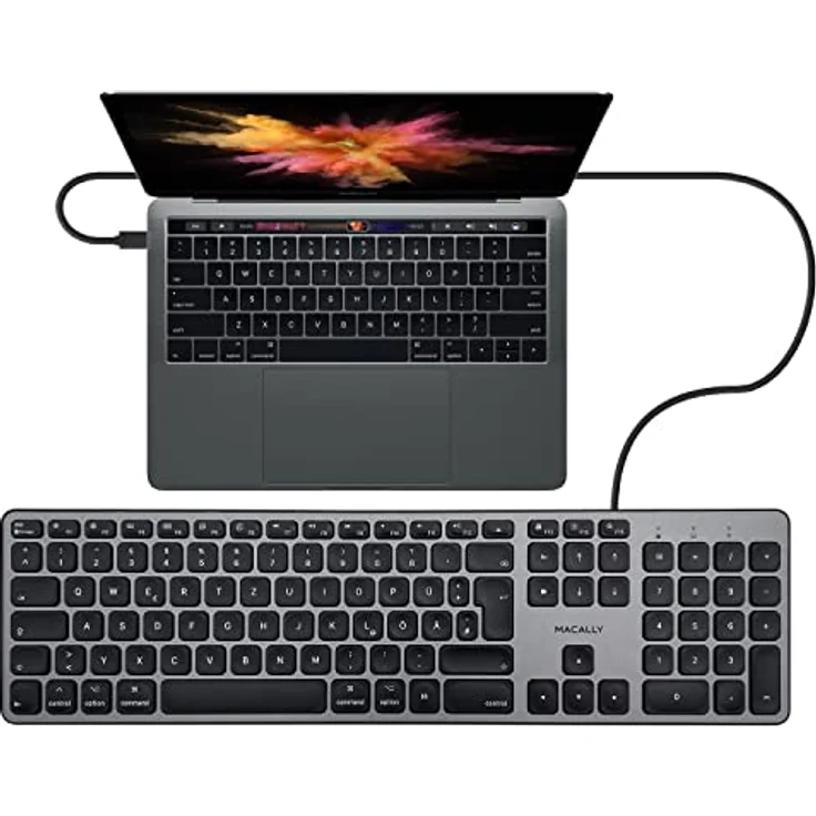 Macally UCZKEYSG-DE, USB-C Tastatur mit Ziffernblock und 16 Funktionstasten, DE QWERTZ Layout, Grau – Bild 7