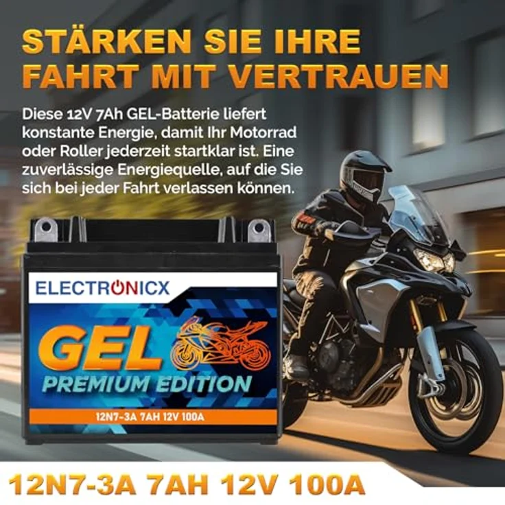 Electronicx GEL-12N7-3A GEL Motorradbatterie 7Ah 12V, wartungsfrei, auslaufsicher und zyklenfest für Motorrad, Roller und Quad – Bild 2
