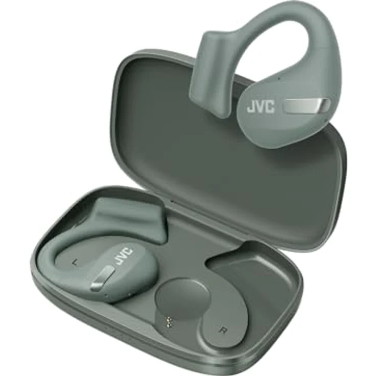JVC Nearphones HA-NP50T-G, True Wireless Earbuds, Open Ear Design, Active Noise Reduction, Multi-Point, IPX4, Mikrofon-Muting, 38 Std. Laufzeit, BT 5.3, (Sage Green) – Bild 3