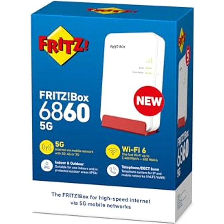 AVM Fritz!Box 6860 5G Mobilfunk-Router mit 5G/LTE, Wi-Fi 6 und DECT-Basis, PoE+, staub- und spritzwassergeschützt – Bild 5