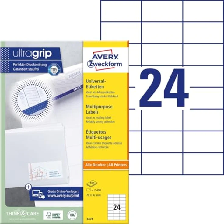 Zweckform 3474 Avery Etiketten 70 x 37mm weiß – Bild 2