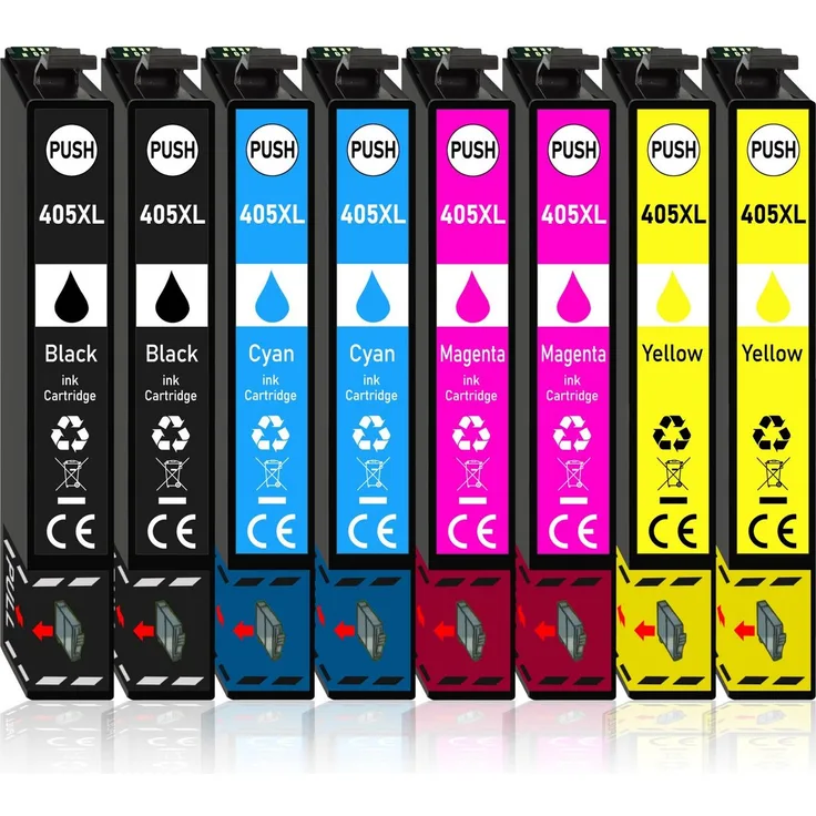 Druckerparadies 8er Pack Druckerpatronen 405 405XL kompatibel für Epson WF-7840 Tintenpatrone (8-tlg), Schwarz, Cyan, Magenta, Gelb, XL-Reichweite, Füllstandsanzeige, 1100 Seiten pro Patrone