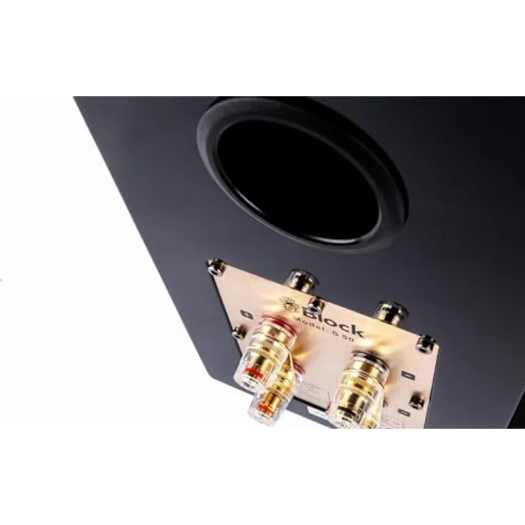 Block Audioblock S-50, 2-Wege Bassreflex Regallautsprecher mit Klavierlack-Veredelung, Schwarz – Bild 4