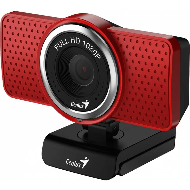 Genius ECam 8000, 2 Mpx Webcam mit 360-Grad-Blickwinkel und integriertem Mikrofon, rot