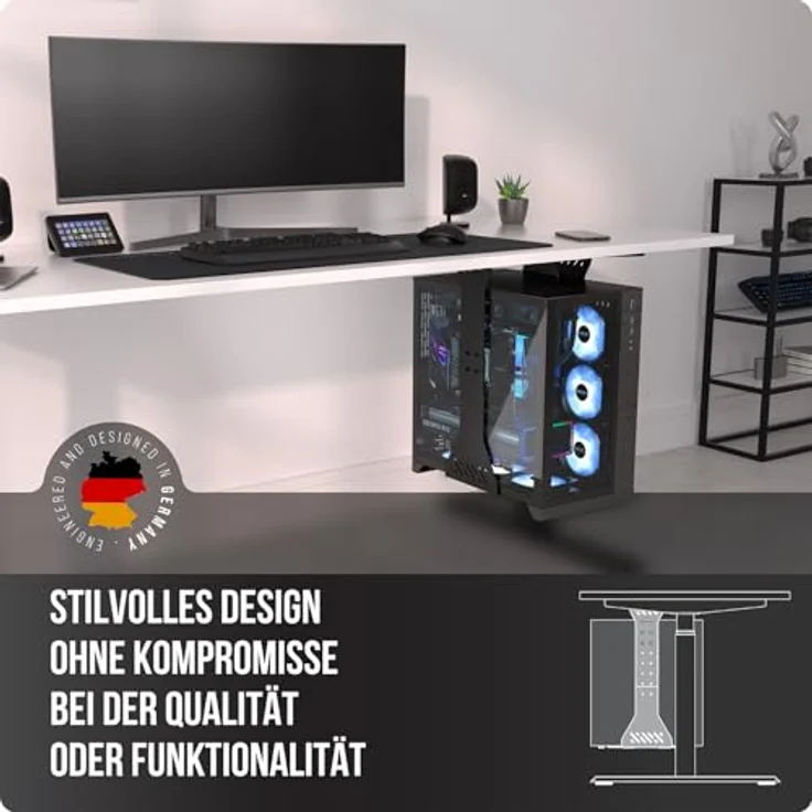 Ultimate Setup PC Halterung unter Schreibtisch, Schwerlast Computer Halterung bis 35 kg Tragfähigkeit, anpassbare Tower Halterung in Schwarz – Bild 2