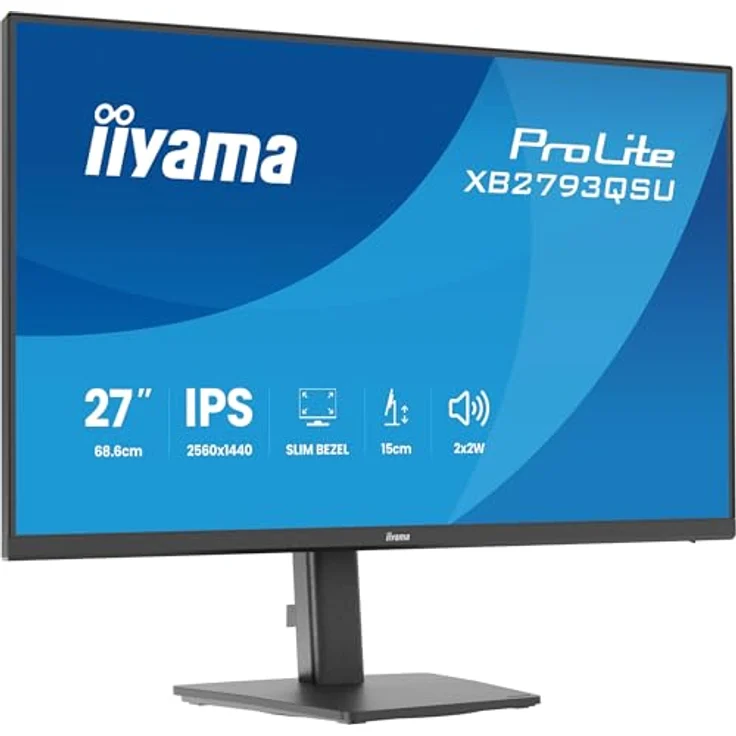 iiyama Prolite XB793QSU-B1, 68,5 cm (27") QHD IPS LED-Monitor mit Höhenverstellung, Pivot, Adaptive Sync, schwarz – Bild 1
