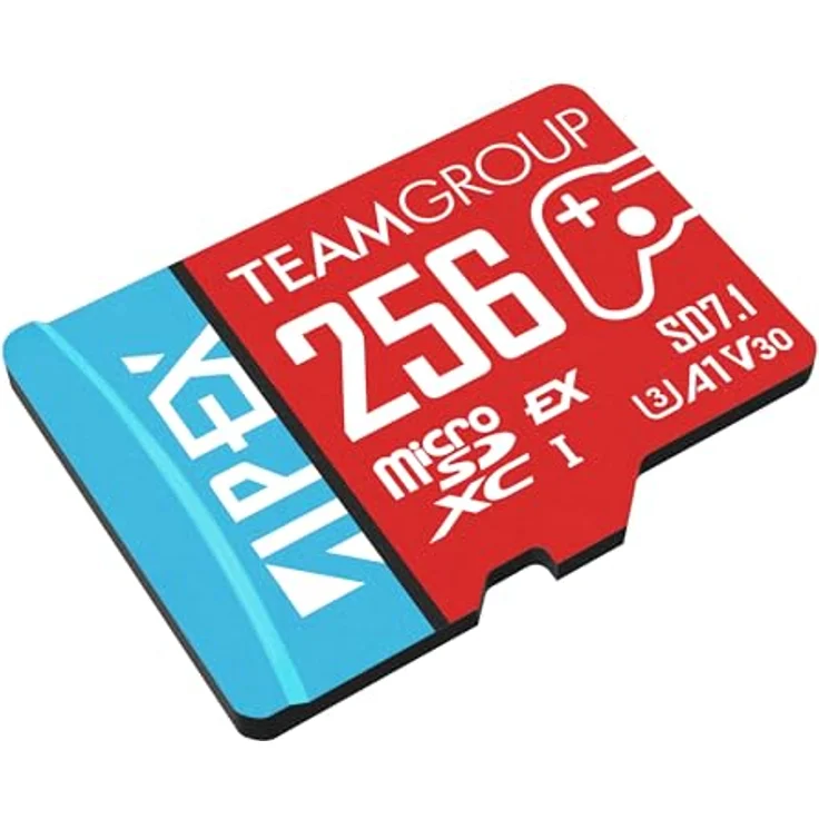 Team Group APEX SD7.1 256 GB SDXC, MicroSD Express, 800 MB/s Lesegeschwindigkeit, rot/blau, wasserfest und stoßfest – Bild 2