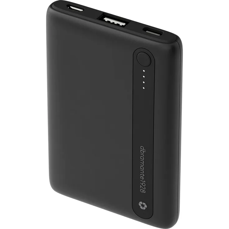 dbramante1928 re-charge Power Bank 5000 mAh, Lithium Polymer, 100% recycelbar, Schwarz