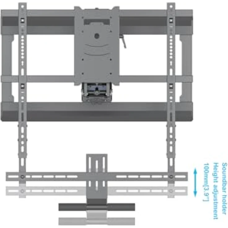 my wall höhenverstellbarer TV Wandhalter - HP55AL, neigbare und schwenkbare Fernseher Halterung für Bildschirme von 42 bis 65 Zoll, mit Soundbarhalter, Federmechanismus in schwarz – Bild 4