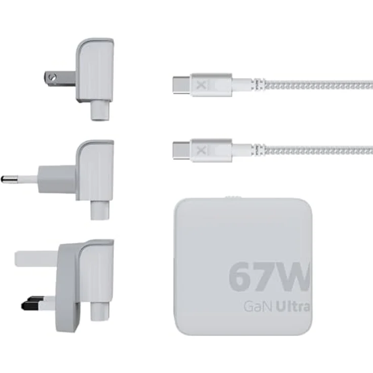 Xtorm Reise-Ladegerät GaN Ultra 67W 2x USB-C Power Delivery mit 2m Kabel, Weiß – Bild 3