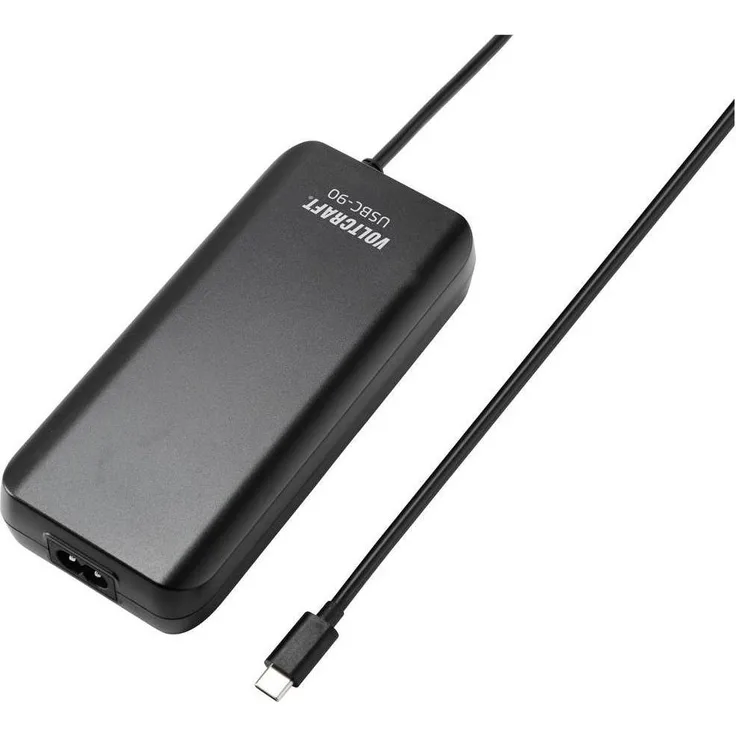 Voltcraft USBC-90, Dual USB-Ladegerät mit USB-C Power Delivery, 90 W Notebook Netzteil, Schwarz