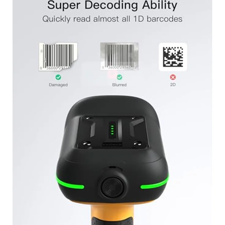 Inateck BCST-61 Barcode Scanner, kabelloser 1D Scanner mit IP67 Wasser- und Staubschutz, Bluetooth, App & SDK, 2600 mAh Akku – Bild 2