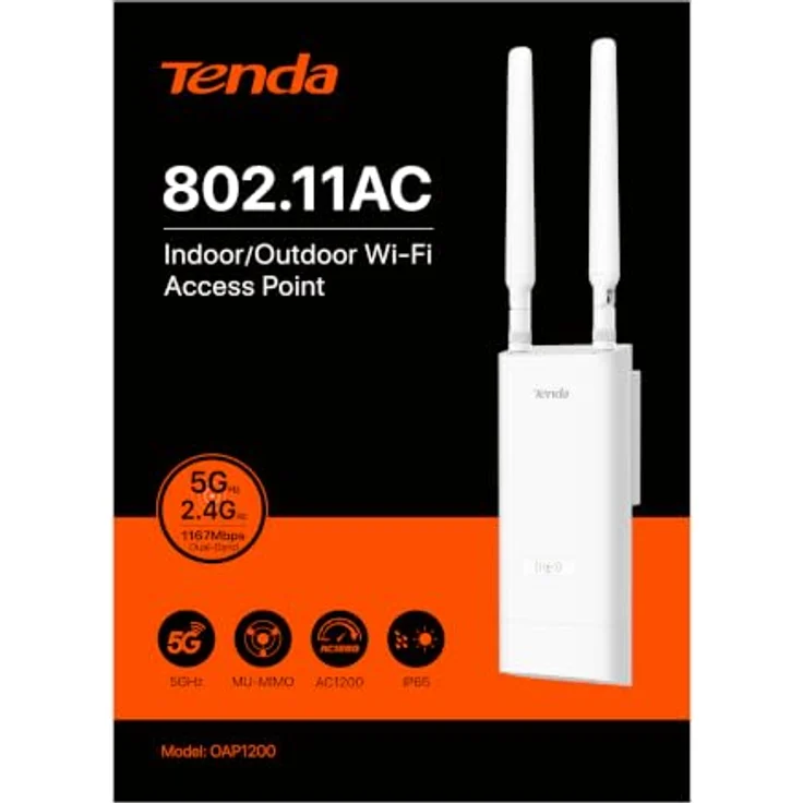 Tenda OAP1200, Outdoor Access Point PoE Gigabit WLAN mit 1167 Mbit/s, IP65 Gehäuse für Außenbereich und Garten – Bild 8