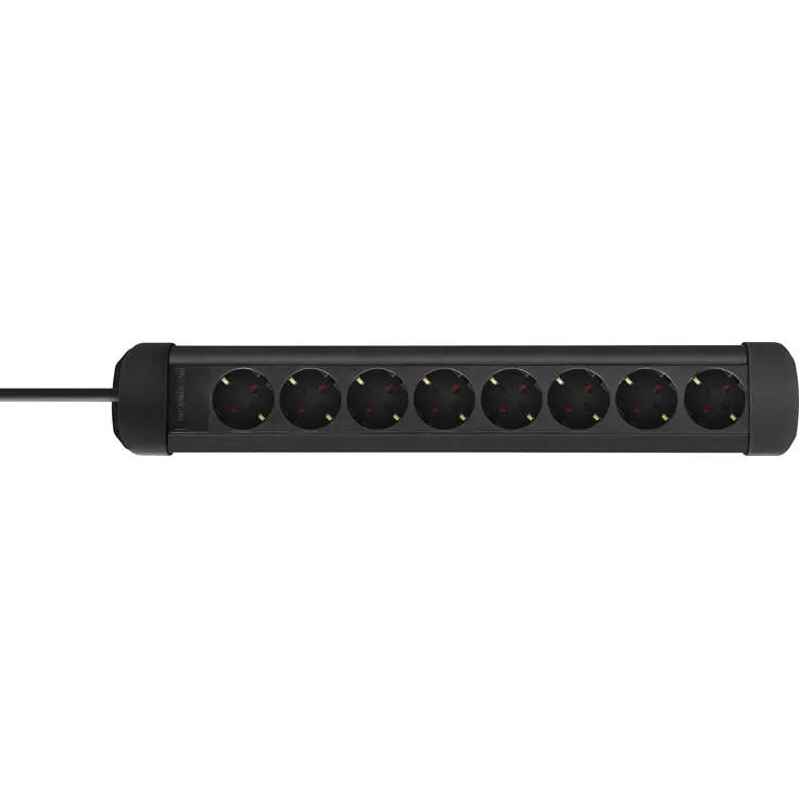 Deltaco Earthed Power Strip GT-0802, Steckdosenleiste mit 8x CEE 7/3 und 1x CEE 7/7, 3m - Schwarz, max. 16 A