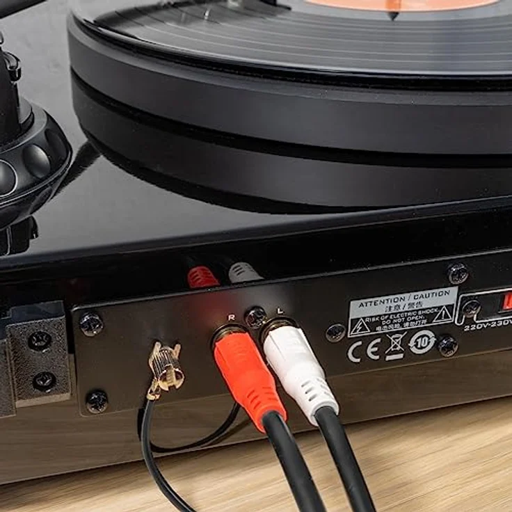 RCA Cinch Kabel | Phono Kabel für Plattenspieler | Cinch Kabel 1,5 m | Audio Kabel mit vergoldeten Kontakten | Für die heimische HiFi Anlage und das Heimkino | RCA Kabel 1,5m Schwarz – Bild 3