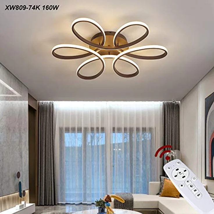 Eurotondisplay LED Deckenlampe XW809K 74cm 160W mit Fernbedienung kaffeefarbe lackiert A+ LED Wohnzimmerleuchte (XW809K-74cm Kaffee) – Bild 4