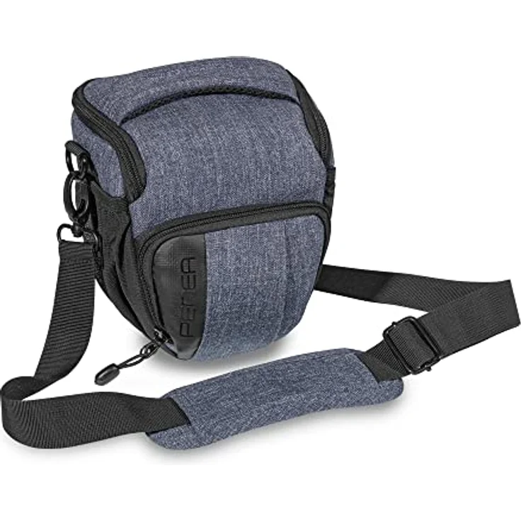 PEDEA DSLR-Kameratasche Fashion Fototasche für Spiegelreflexkameras mit wasserdichtem Regenschutz, Tragegurt und Zubehörfächern (Größe M, grau) – Bild 2