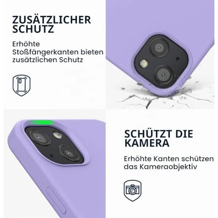 kwmobile Handyhülle für iPhone 13, Silikon Case in Lavendel, rutschfester Schutz, kabelloses Laden – Bild 3