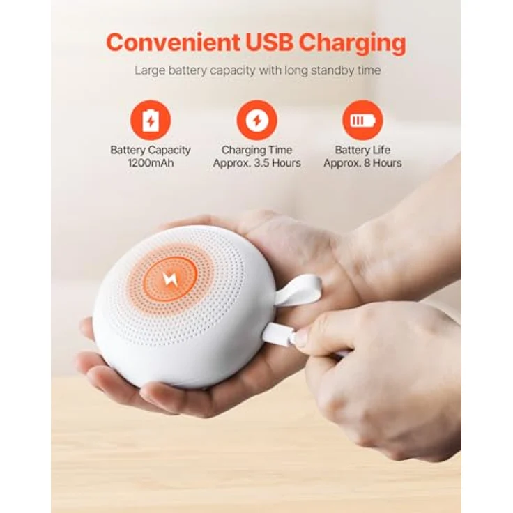 VEVOR Einschlafhilfe, White Noise Machine, 30 Musiktitel, 3-in-1-Soundmaschine mit automatischer Abschaltfunktion, sanftem Ringlicht und Speicherfunktion, Rauschgerät – Bild 4
